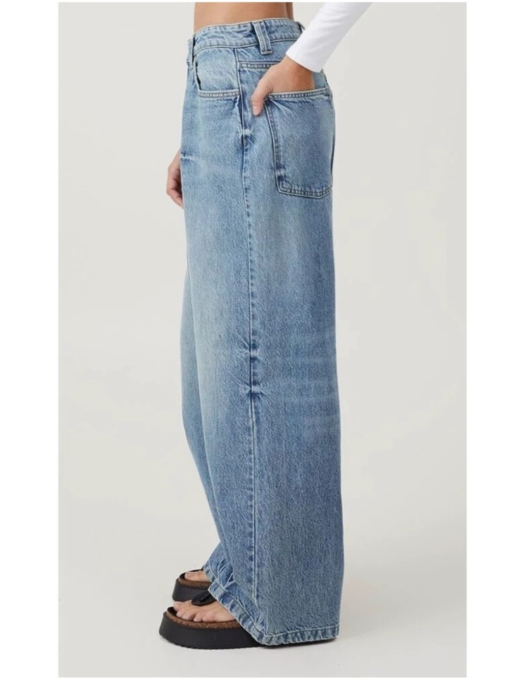 Cotton:On Women's Super Baggy Leg Jeans High Rise Light Wash Size 12